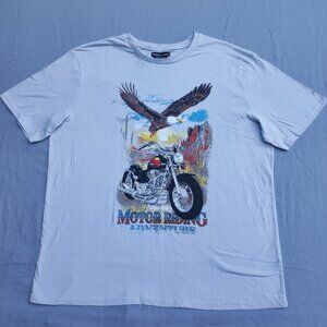 Motor Riding Theme T-shirt men's size 2XL light grey colour with graphic design